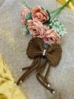 The Amber Bow: Handcrafted Crochet Hair Clip - Image 3