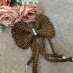 The Amber Bow: Handcrafted Crochet Hair Clip