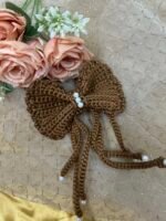 The Amber Bow: Handcrafted Crochet Hair Clip