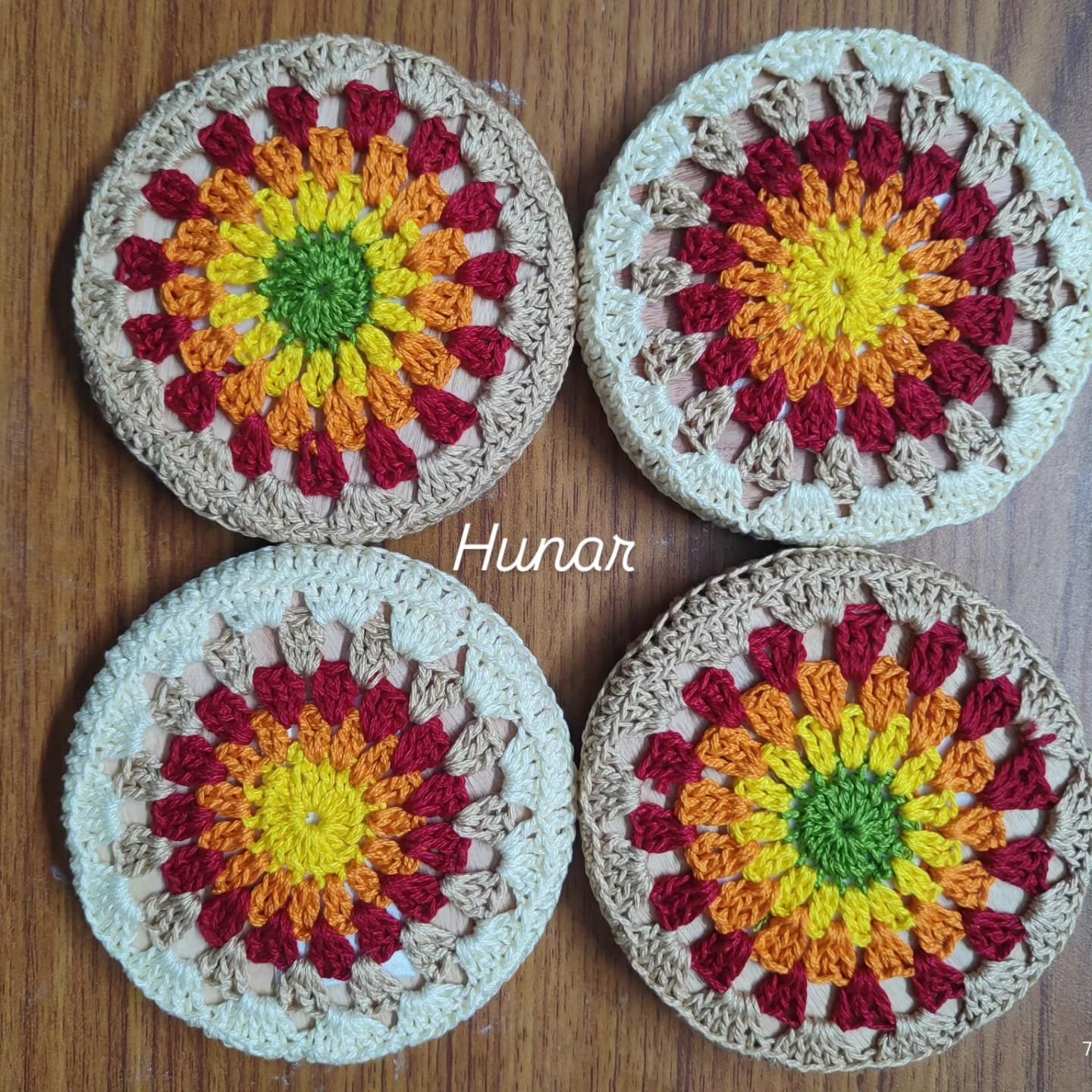 WhatsApp Image 2026-06-14 at 1.55.18 PM Mandala Crochet Coasters (Set of 4) - Image 1