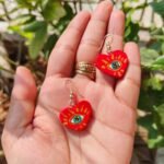 Heart evil eye earrings