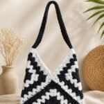 Black & White Granny Square Shoulder Bag