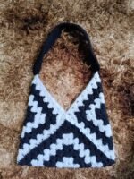 Black & White Granny Square Shoulder Bag - Image 4