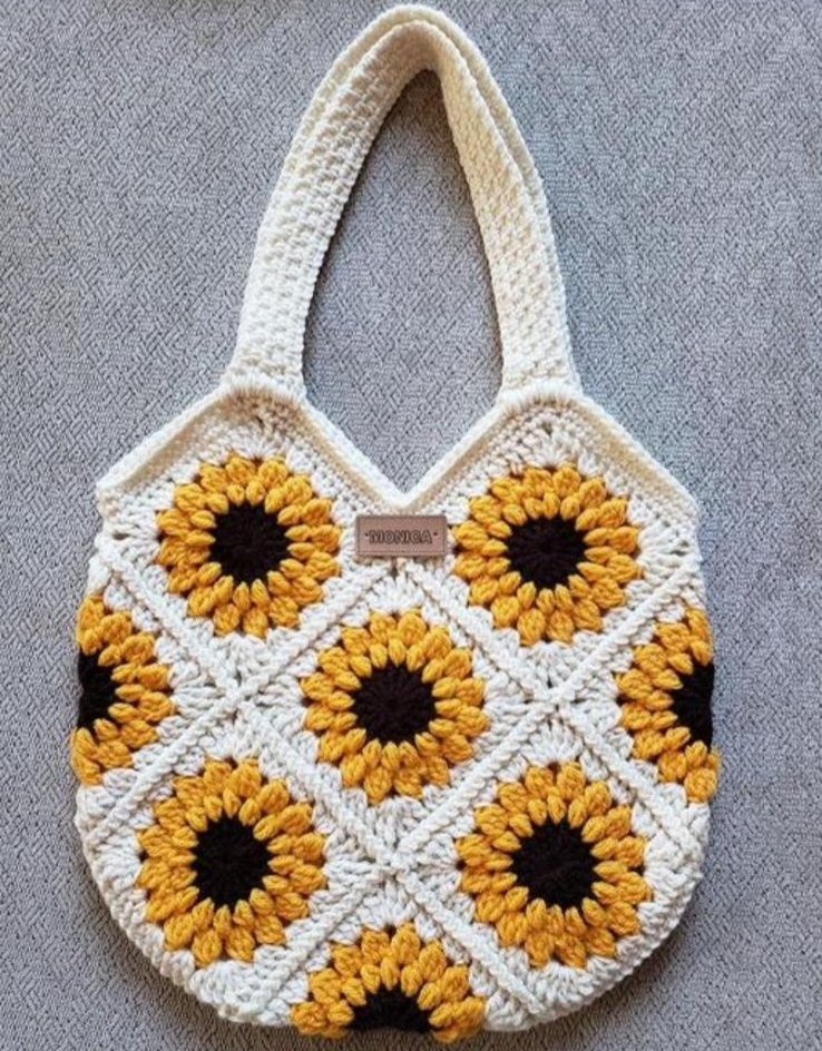 Oplus_131072 Sunflower Crochet Tote Bag - Image 1