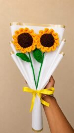Twin Sunflower Crochet Bouquet - Image 2