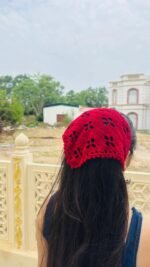 Maroon Floral Crochet Bandana - Image 3