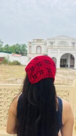 Maroon Floral Crochet Bandana - Image 2