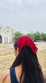 Maroon Floral Crochet Bandana - Image 4