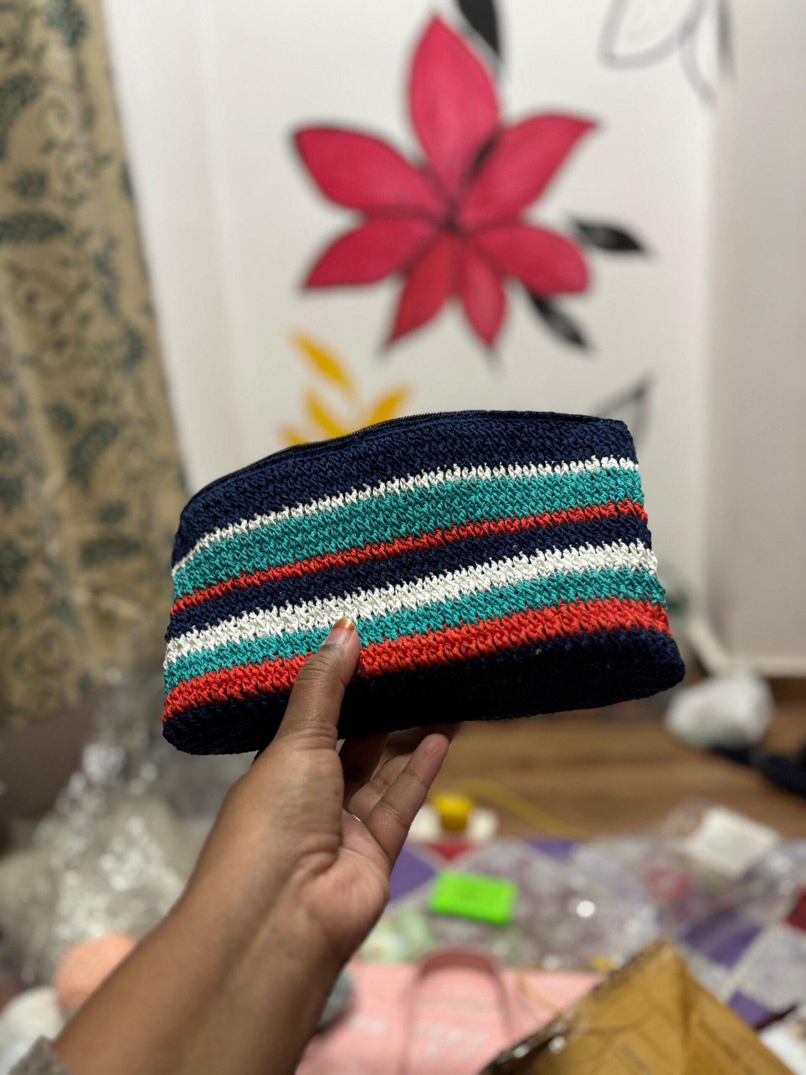 WhatsApp Image 2026-07-27 at 10.06.07 PM Striped Crochet Pouch - Image 1