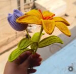 Handcrafted Lily & Tulip Crochet Flower Stem Set