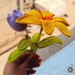 Handcrafted Lily & Tulip Crochet Flower Stem Set