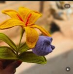 Handcrafted Lily & Tulip Crochet Flower Stem Set - Image 2