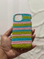 Multi-Color Striped Crochet Phone Case (iPhone 15) - Image 2