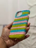 Multi-Color Striped Crochet Phone Case (iPhone 15) - Image 3