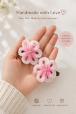 Cherry Blossom Crochet Hair Clip - Image 2