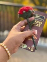 Red Rose Crochet Flower Stem