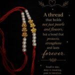 Golden Floral & Pearl Beaded Rakhi