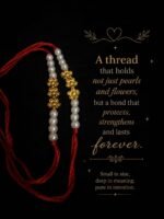 Golden Floral & Pearl Beaded Rakhi