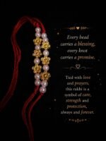 Golden Blossom & Pearl Beaded Rakhi
