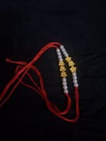 Golden Blossom & Pearl Beaded Rakhi - Image 3