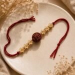 Rudraksha & Golden Blossom Rakhi